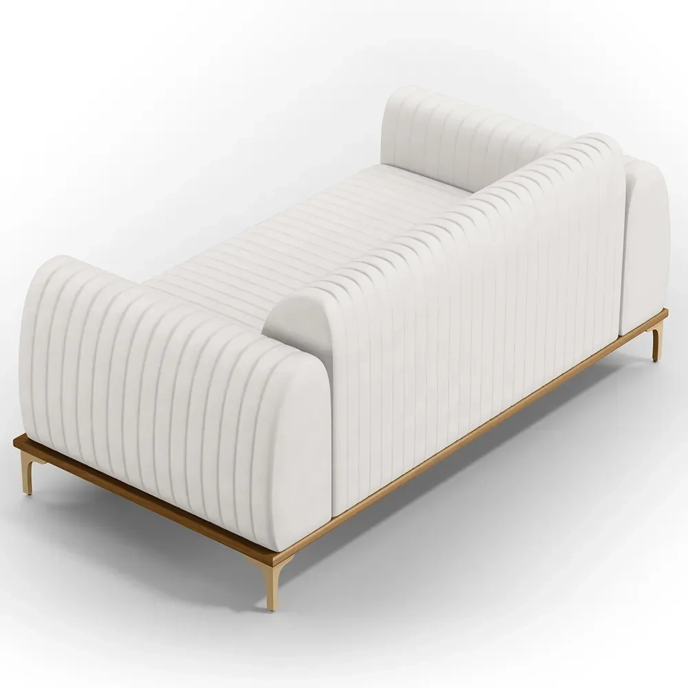 Sofá 150cm 2 Lugares Base Gold Molino D06 PU C-12 Branco - Mpozenato