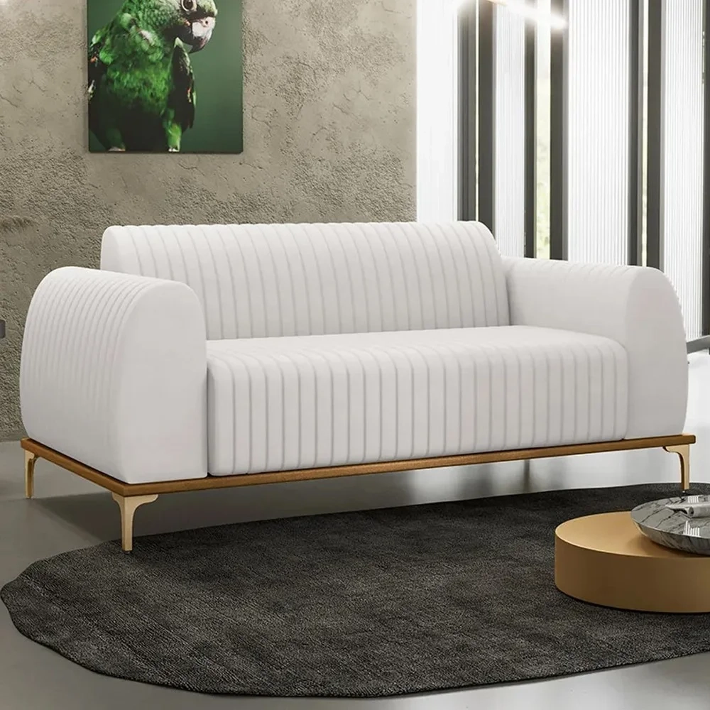 Sofá 150cm 2 Lugares Base Gold Molino D06 PU C-12 Branco - Mpozenato