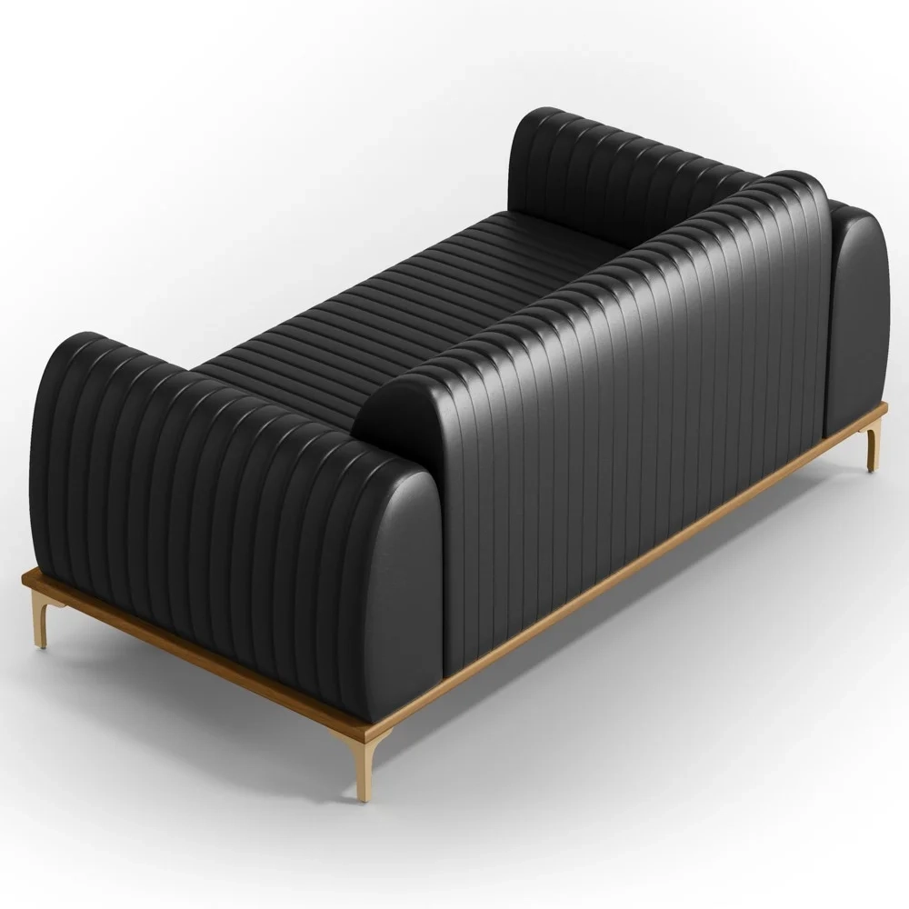 Sofá 150cm 2 Lugares Base Gold Molino D06 PU B-159 Preto - Mpozenato