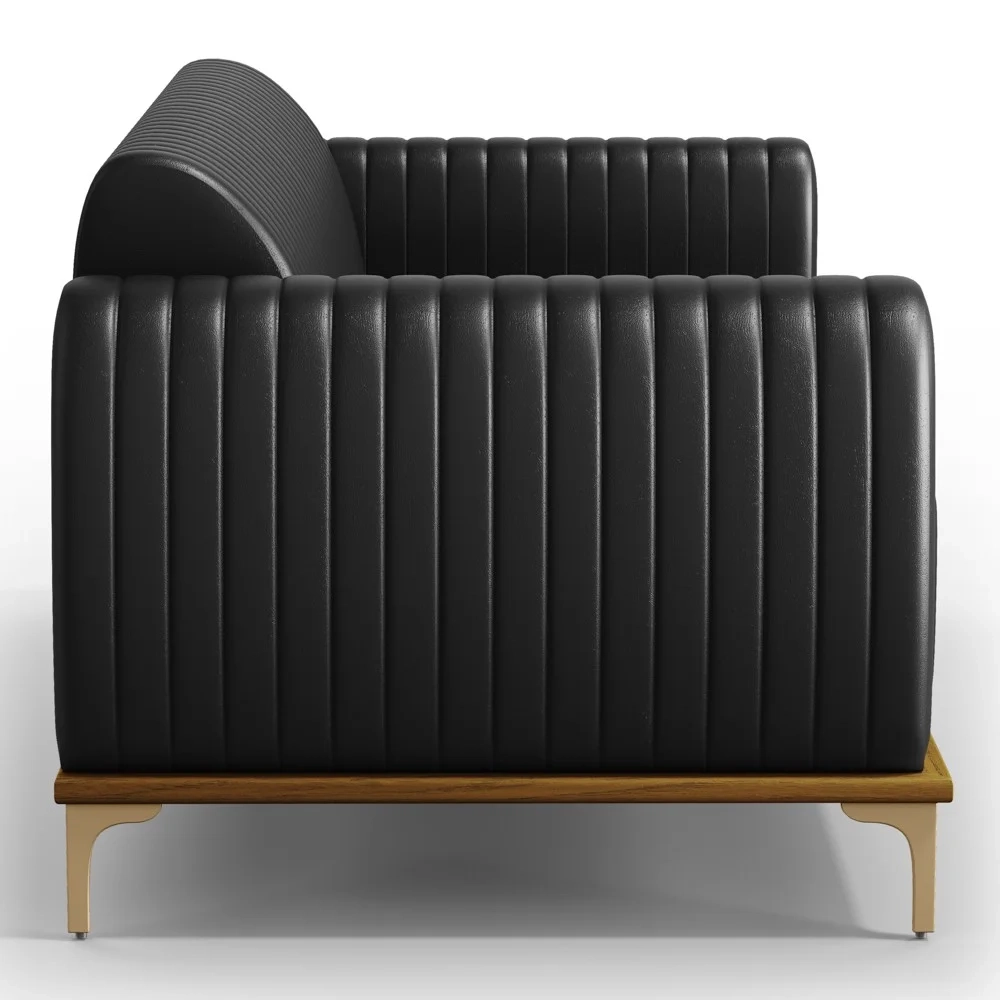 Sofá 150cm 2 Lugares Base Gold Molino D06 PU B-159 Preto - Mpozenato