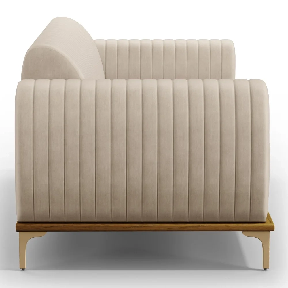 Sofá 150cm 2 Lugares Base Gold Molino D06 Suede C-309 Bege - Mpozenato