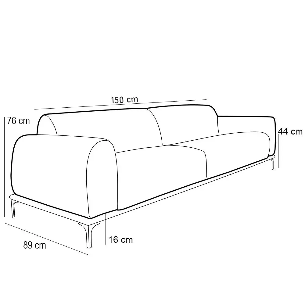 Sofá 150cm 2 Lugares Base Gold Molino D06 Linho C-367 Cru - Mpozenato