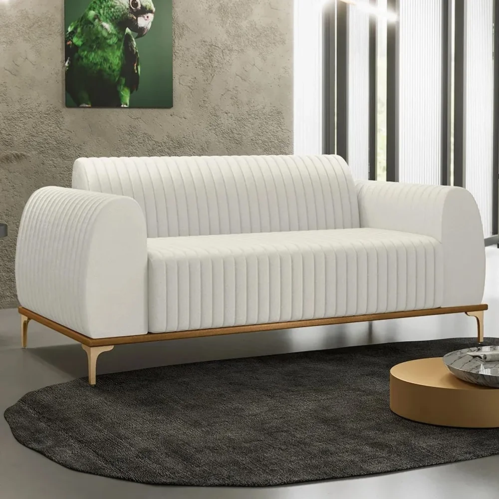 Sofá 150cm 2 Lugares Base Gold Molino D06 Linho C-367 Cru - Mpozenato