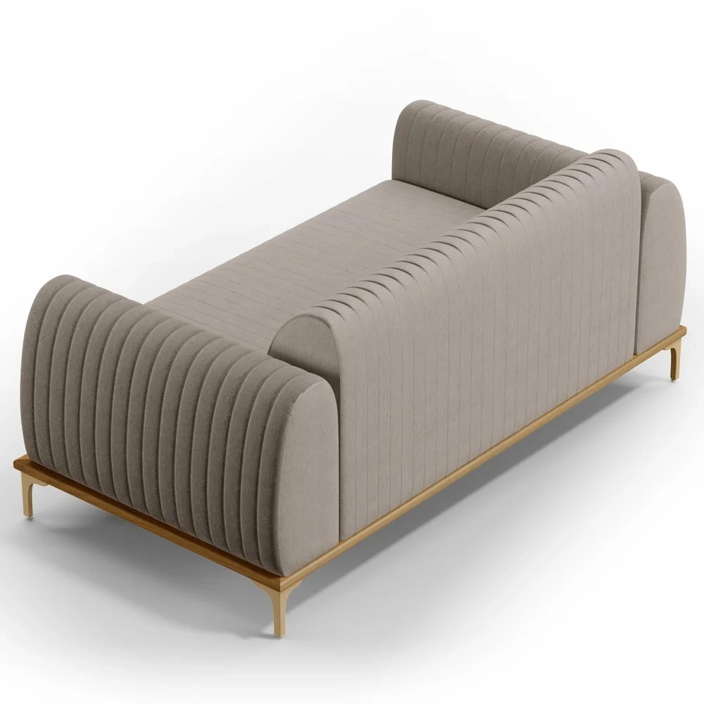 Sofá 180cm 3 Lugares Base Gold Molino D06 Linho C-370 Bege - Mpozenato