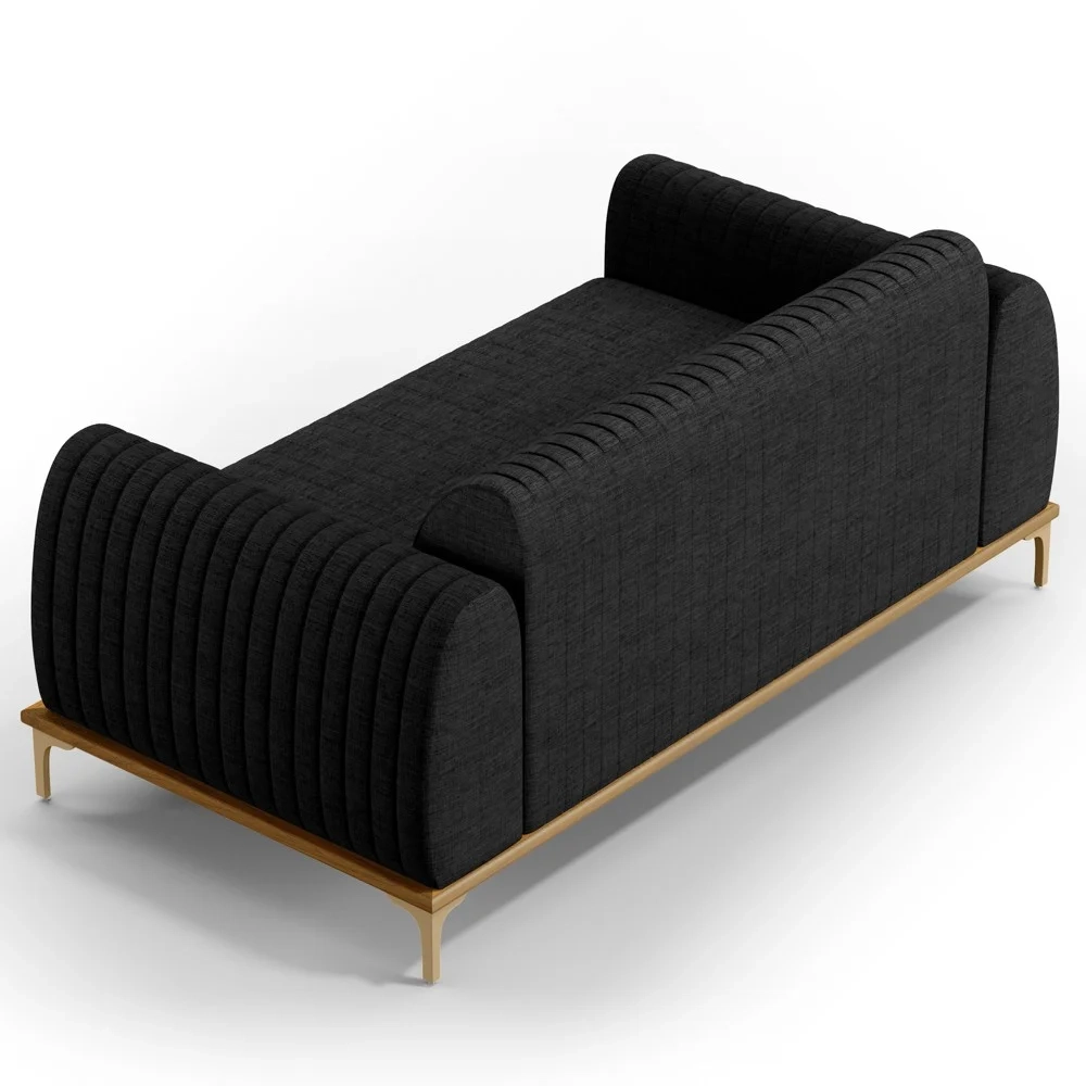 Sofá 180cm 3 Lugares Base Gold Molino D06 Linho D-465 Chumbo - Mpozenato