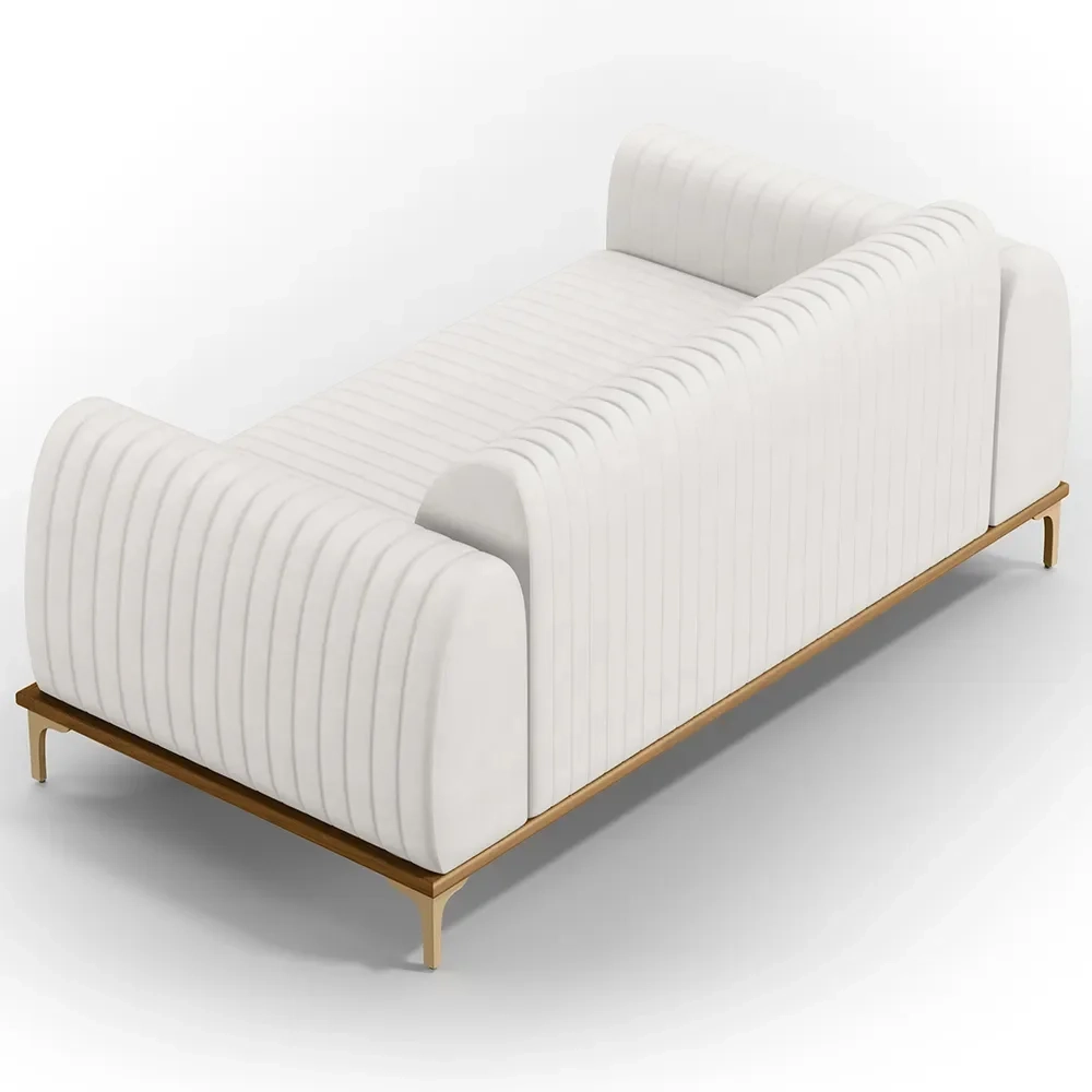 Sofá 180cm 3 Lugares Base Gold Molino D06 PU C-12 Branco - Mpozenato