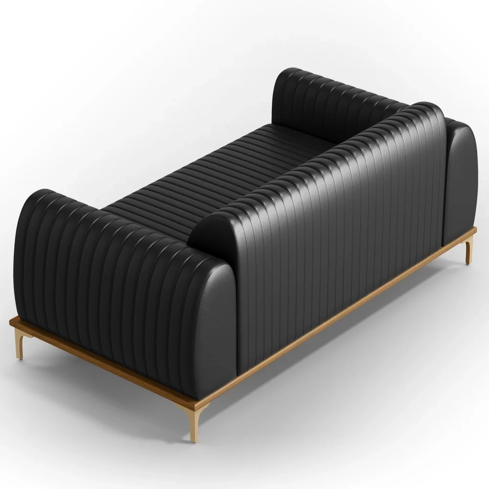 Sofá 180cm 3 Lugares Base Gold Molino D06 PU B-159 Preto - Mpozenato