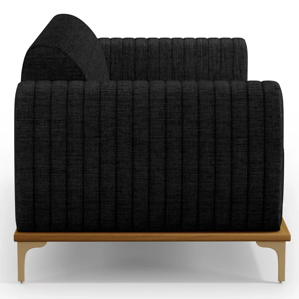 Sofá 210cm 3 Lugares Base Gold Molino D06 Linho D-465 Chumbo - Mpozenato