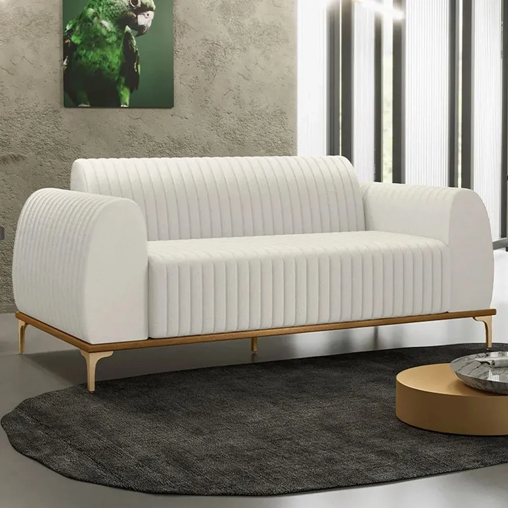 Sofá 210cm 3 Lugares Base Gold Molino D06 Linho C-367 Cru - Mpozenato