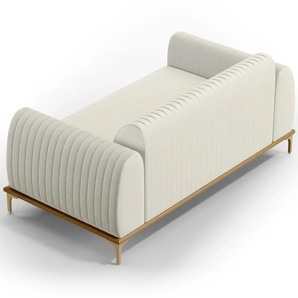 Sofá 210cm 3 Lugares Base Gold Molino D06 Linho C-367 Cru - Mpozenato