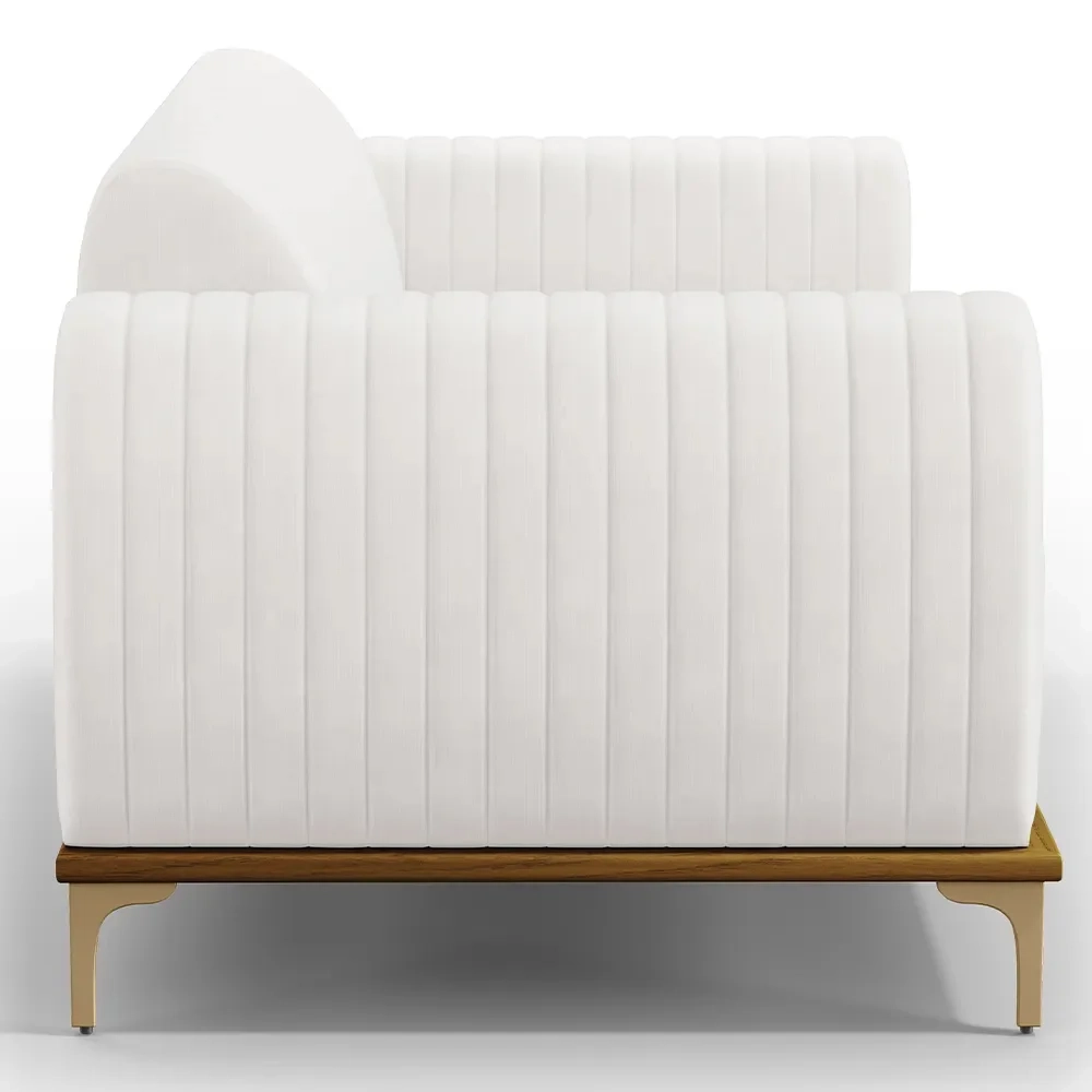 Sofá 210cm 3 Lugares Base Gold Molino D06 PU C-12 Branco - Mpozenato