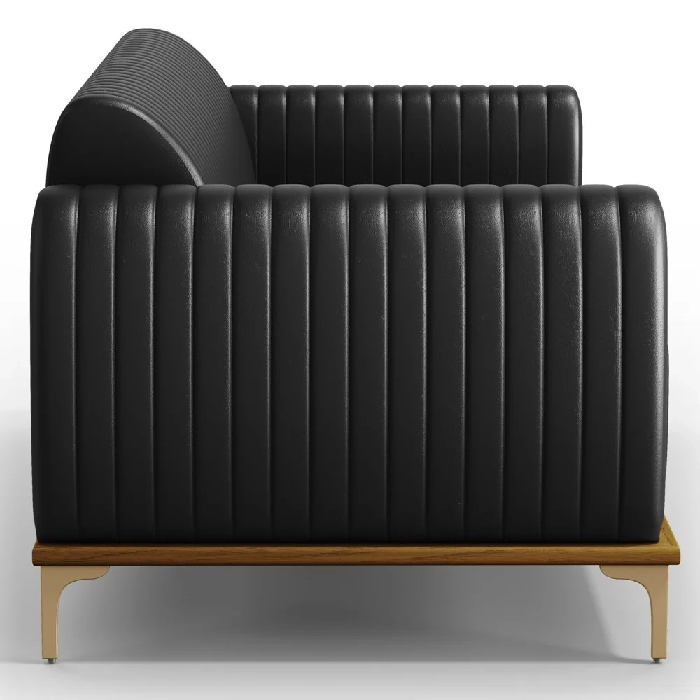 Sofá 210cm 3 Lugares Base Gold Molino D06 PU B-159 Preto - Mpozenato