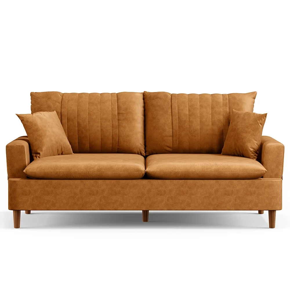 Sofá 2 Lugares 160cm Living Pés de Madeira Veras D05 Sintético Whisky - Mpozenato