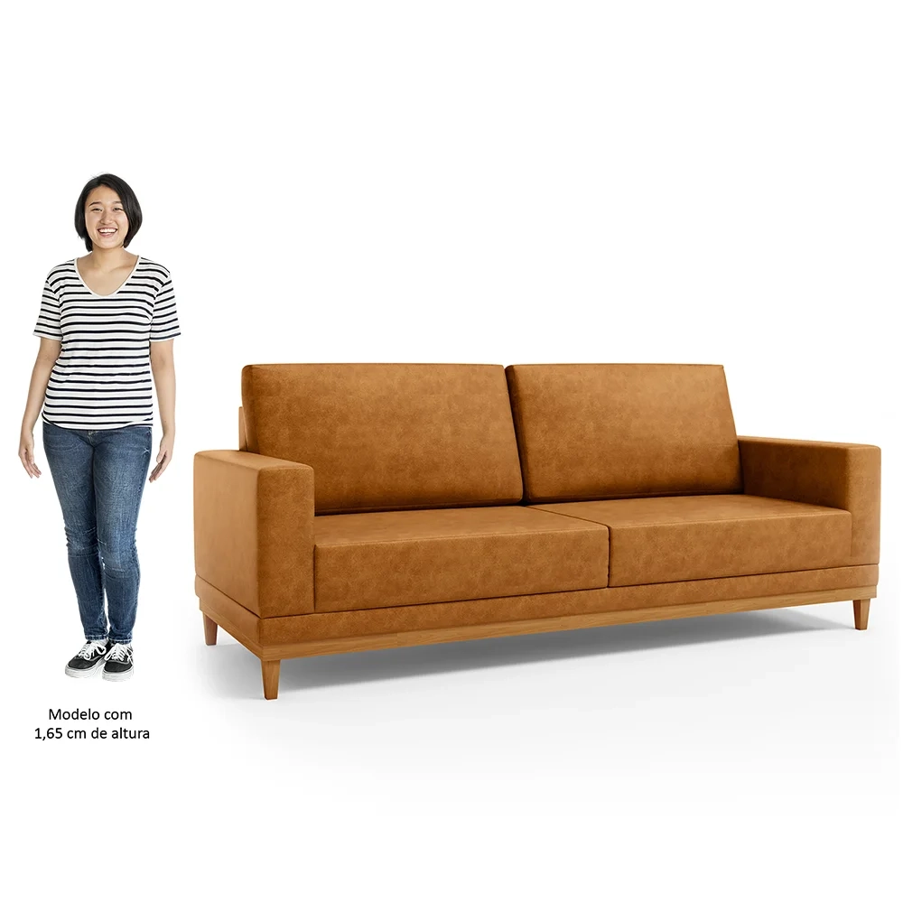 Sofá 2 Lugares 160cm Living Sala de Estar Kayrós D05 Sintético Whisky - Mpozenato