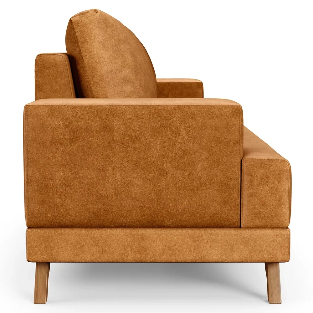 Sofá 3 Lugares 180cm Living Pés Curvos Santi D05 Sintético Whisky - Mpozenato