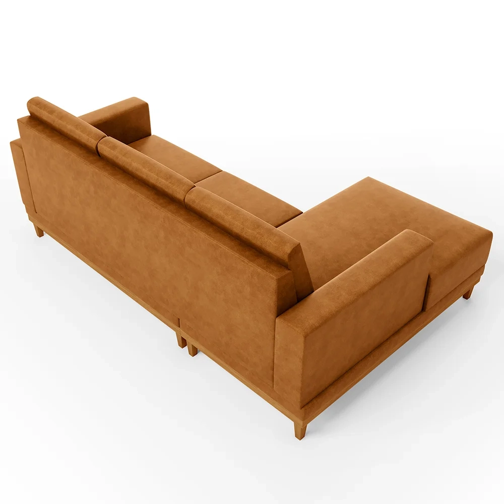 Sofá 3 Lugares 200cm Living Com Chaise Esquerdo Kayrós D05 Sintético Whisky - Mpozenato