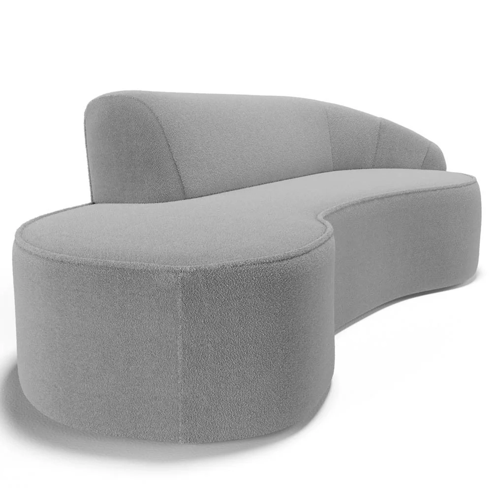 Sofá Living 2 Lugares 180cm Braço Direito Mozart D06 Boucle Cinza - Mpozenato