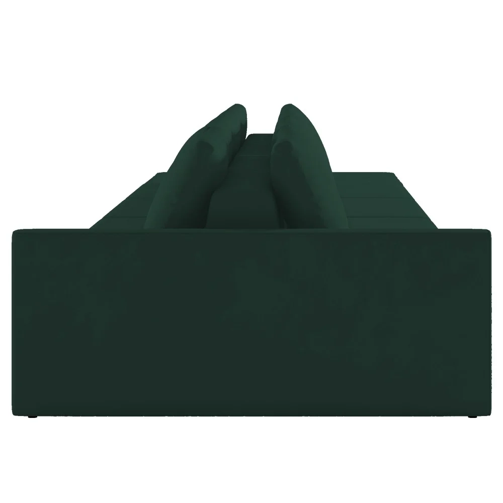 Sofá Ilha Modular com Puff para Sala Living 392cm Georgia Z08 Veludo Verde - Mpozenato