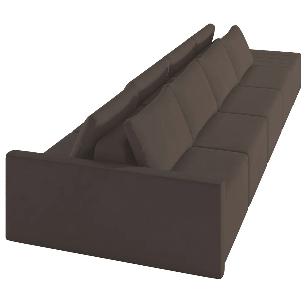 Sofá Ilha Modular com Puff para Sala Living 392cm Georgia Z08 Veludo Marrom - Mpozenato