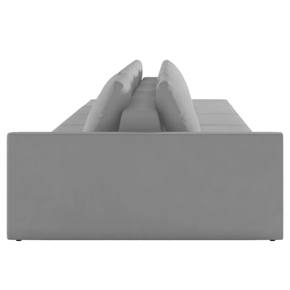 Sofá Ilha Modular com Puff para Sala Living 392cm Georgia Z08 Veludo Cinza - Mpozenato