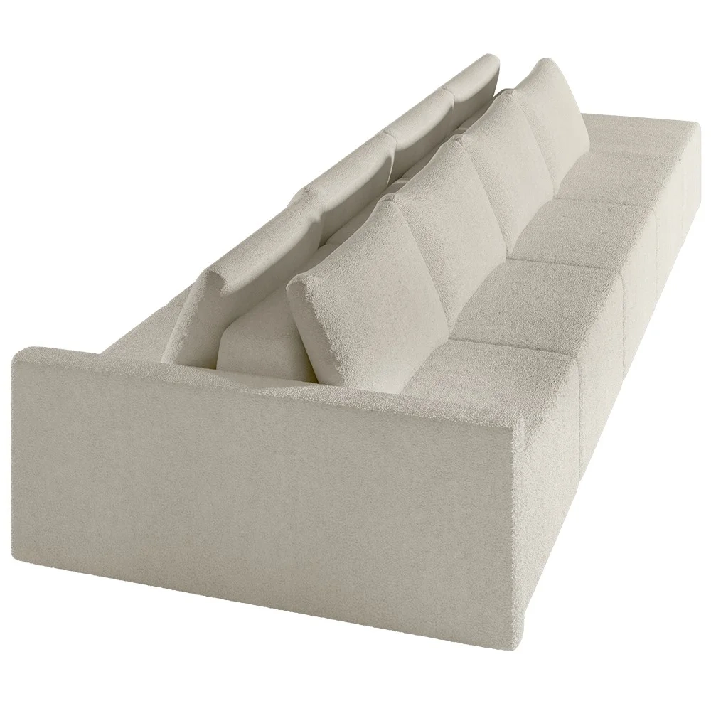 Sofá Ilha Modular com Puff para Sala Living 432cm Georgia Z08 Boucle Bege - Mpozenato