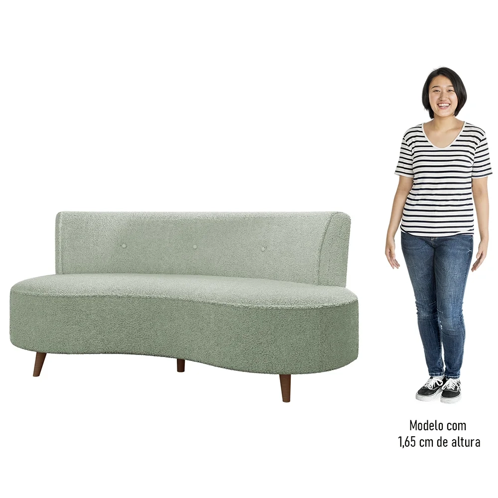 Sofá 2 Lugares para Sala Living 135cm Pés Palito Korah Z08 Boucle Verde Água - Mpozenato
