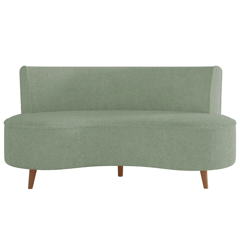 Sofá 2 Lugares para Sala Living 135cm Pés Palito Korah Z08 Boucle Verde Água - Mpozenato