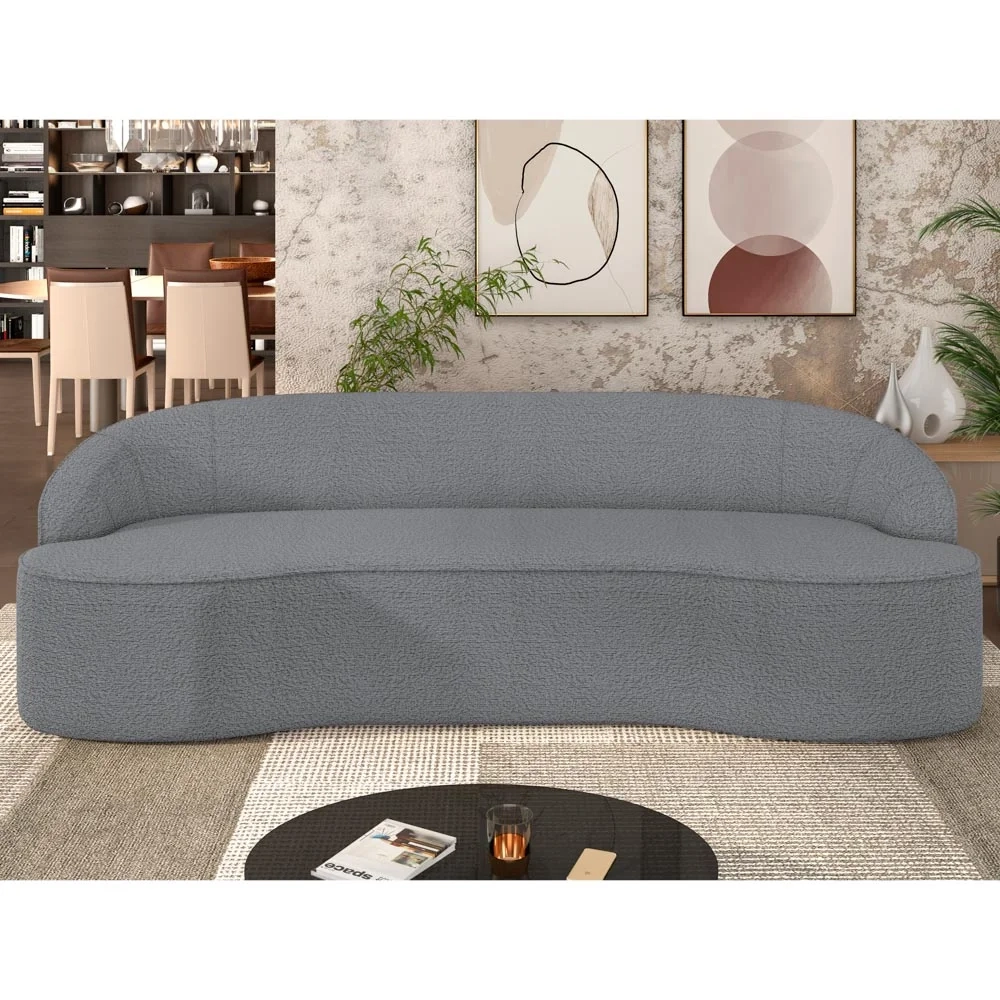 Sofá 2 Lugares para Sala de Estar Living 150cm Theo D06 Boucle Cinza - Mpozenato