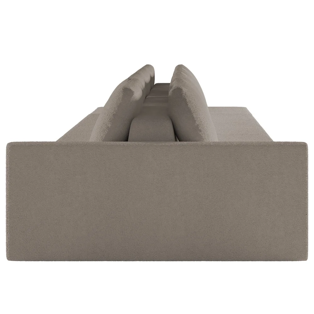 Sofá Ilha Modular com Puff para Sala Living 432cm Georgia Z08 Boucle Bege Escuro - Mpozenato