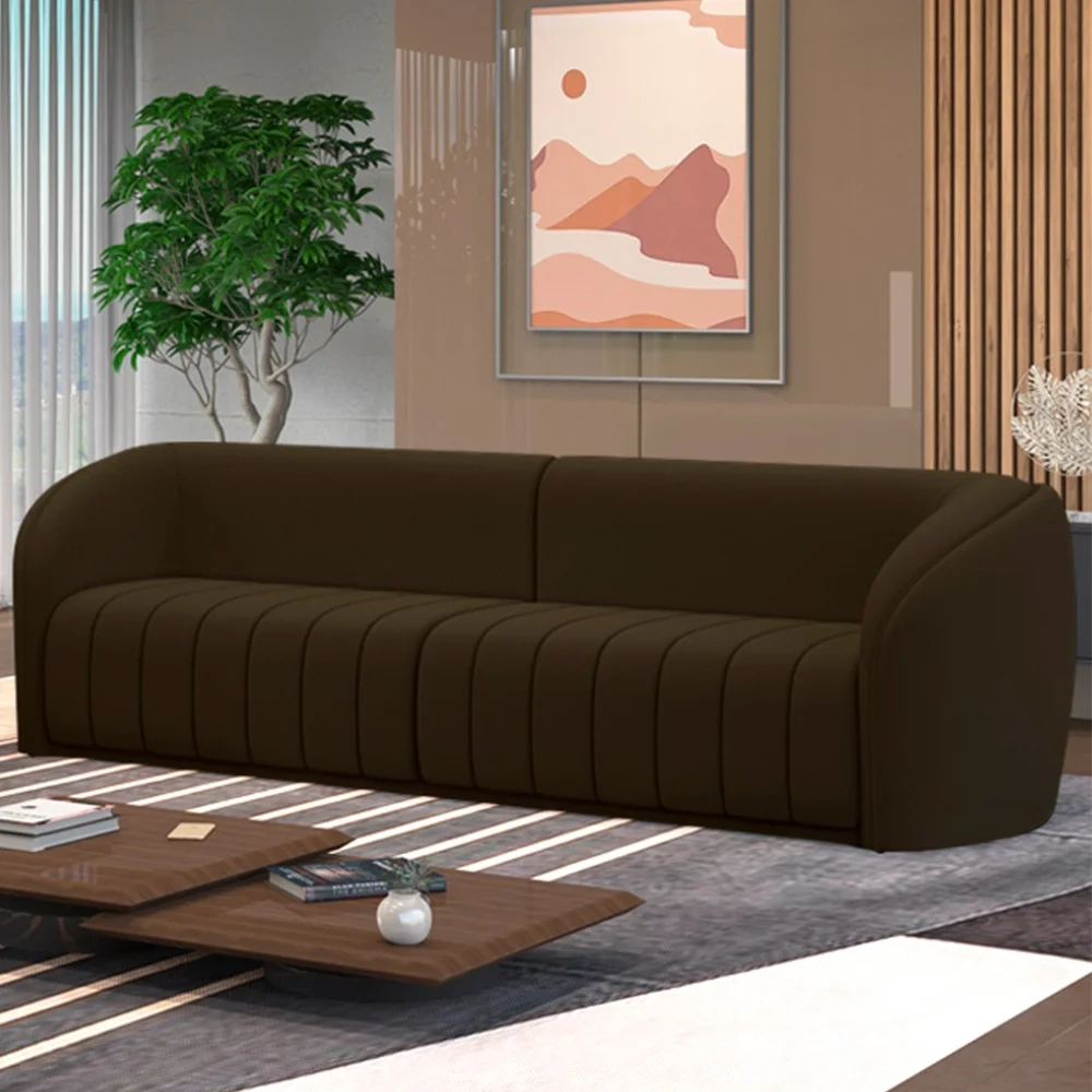 Sofá Living Decorativo 3 Lugares 252cm Meris Z32 Veludo Marrom - Mpozenato