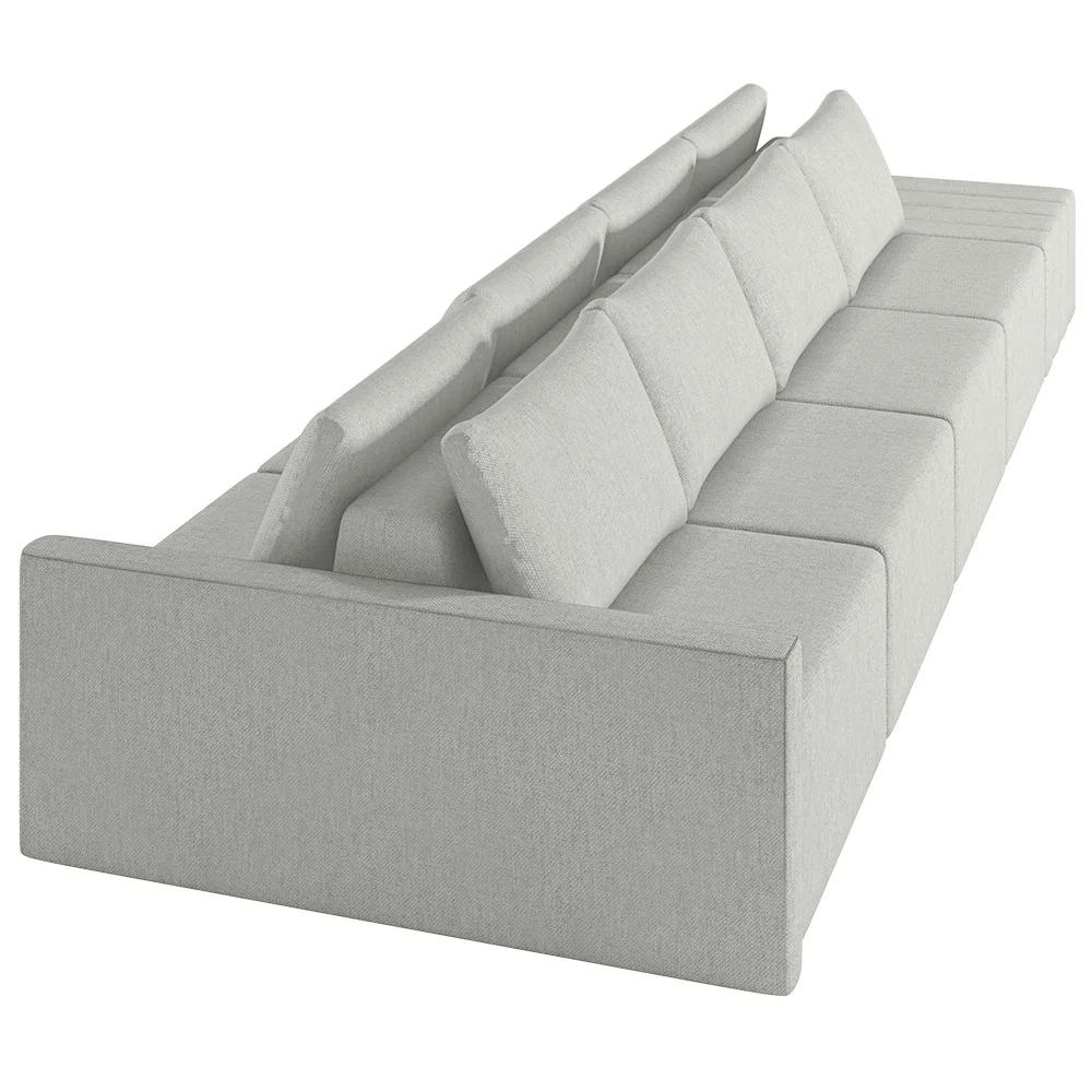 Sofá Ilha Modular com Puff para Sala Living 432cm Georgia Z08 Linho Cinza - Mpozenato
