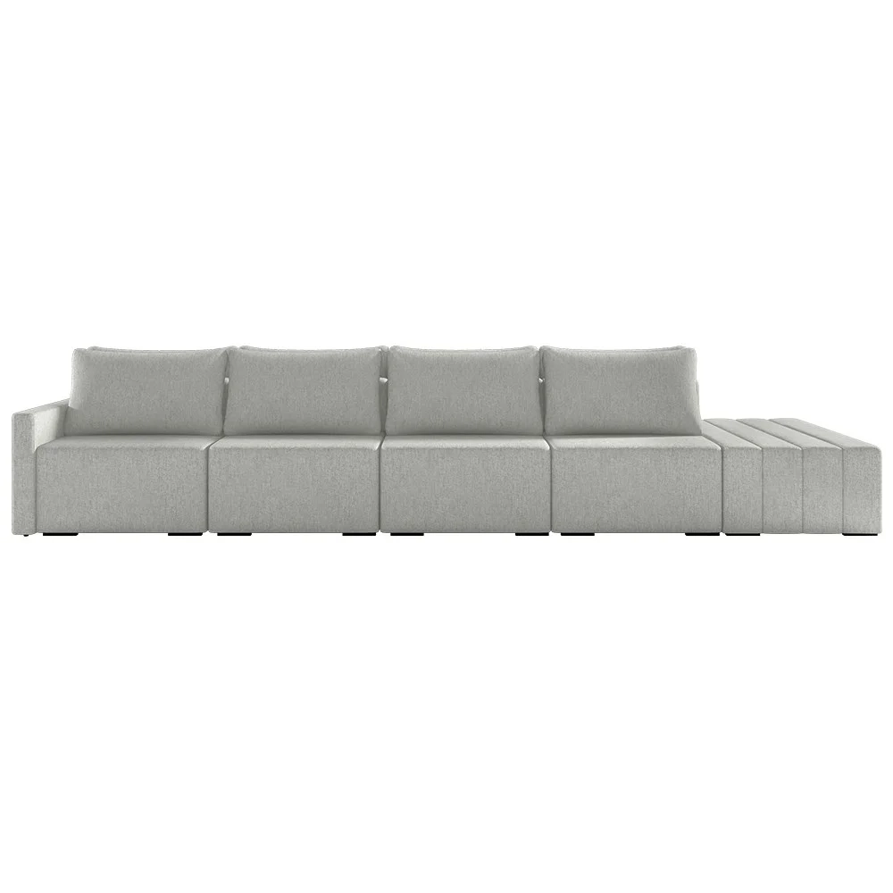 Sofá Ilha Modular com Puff para Sala Living 432cm Georgia Z08 Linho Cinza - Mpozenato