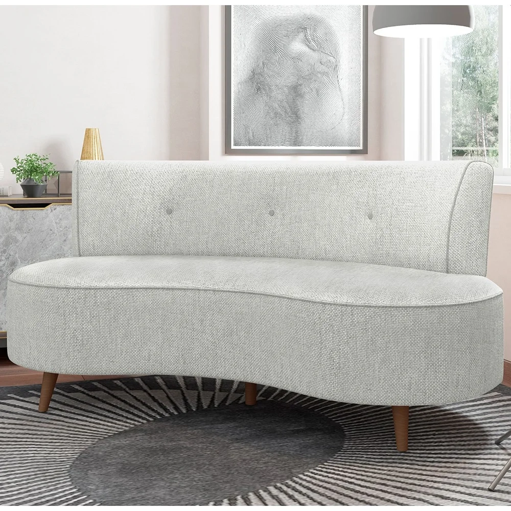 Sofá 2 Lugares para Sala Living 135cm Pés Palito Korah Z08 Linho Cinza - Mpozenato