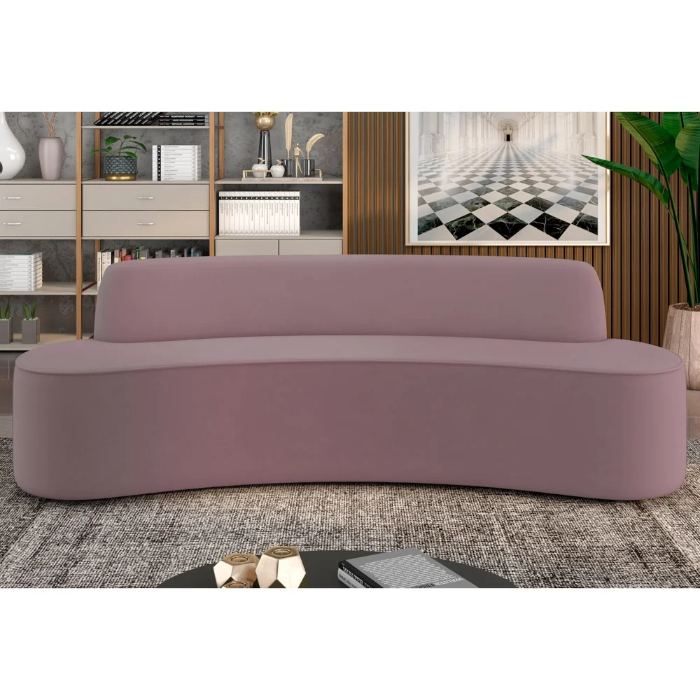 Sofá 2 Lugares para Sala de Estar Living 150cm Koane D06 Veludo Rosa - Mpozenato