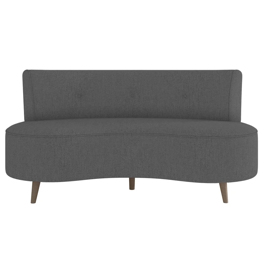 Sofá 2 Lugares para Sala Living 135cm Pés Palito Korah Z08 Linho Cinza Escuro - Mpozenato