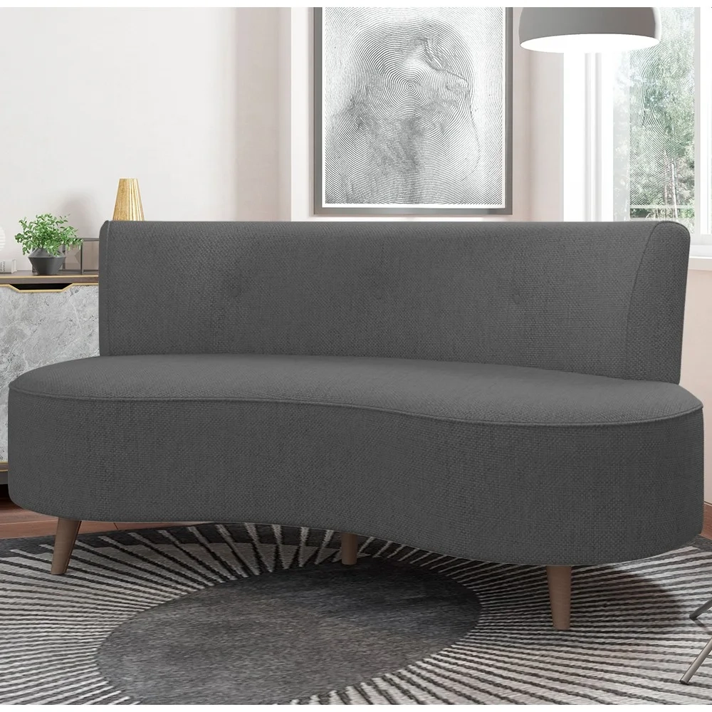 Sofá 2 Lugares para Sala Living 135cm Pés Palito Korah Z08 Linho Cinza Escuro - Mpozenato