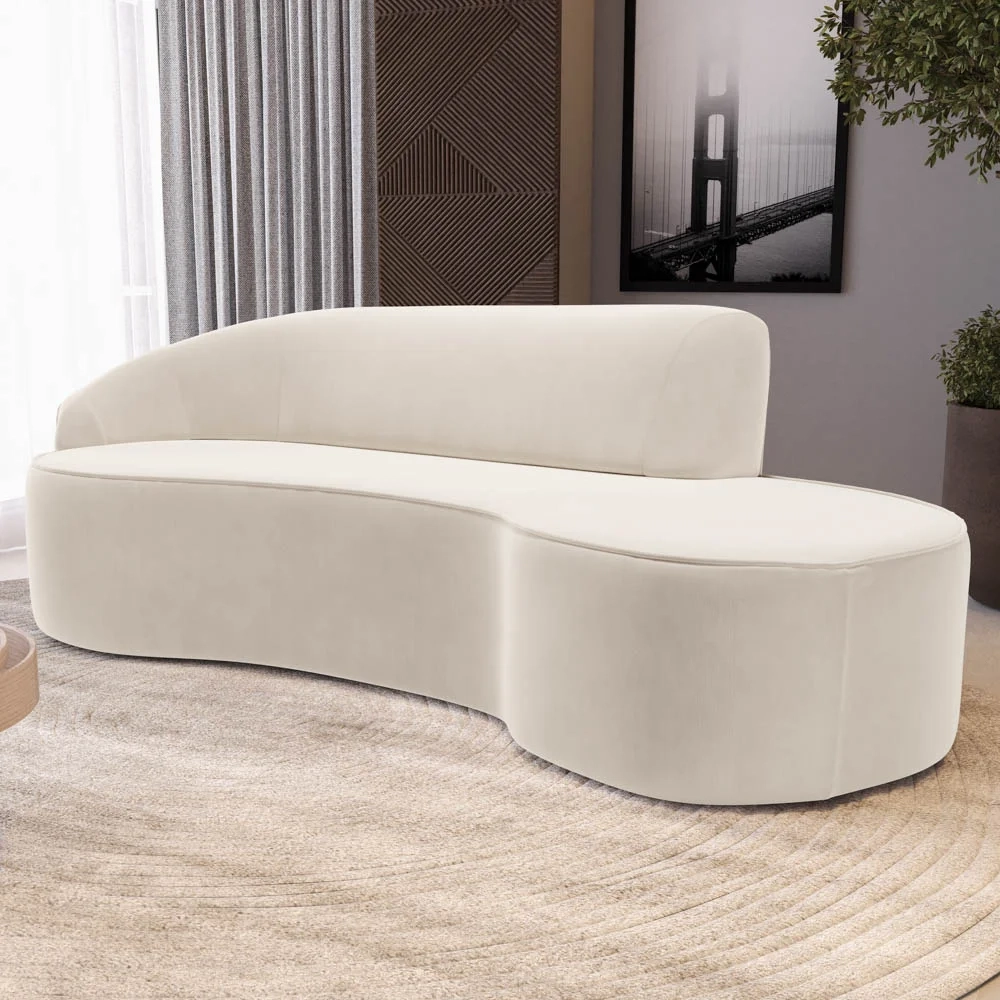 Sofá Living 3 Lugares 210cm Braço Esquerdo Mozart D06 Veludo Bege - Mpozenato