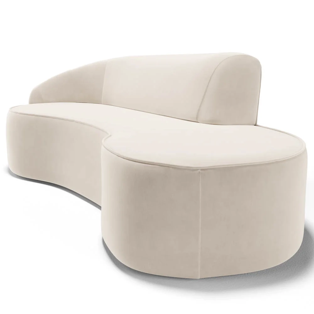 Sofá Living 2 Lugares 180cm Braço Esquerdo Mozart D06 Veludo Bege - Mpozenato