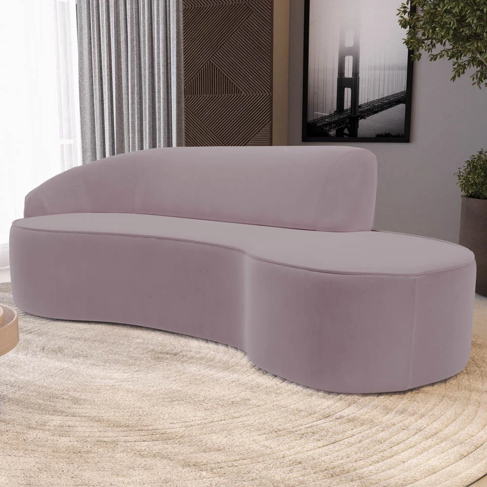 Sofá Living 3 Lugares 230cm Braço Esquerdo Mozart D06 Veludo Rosê - Mpozenato