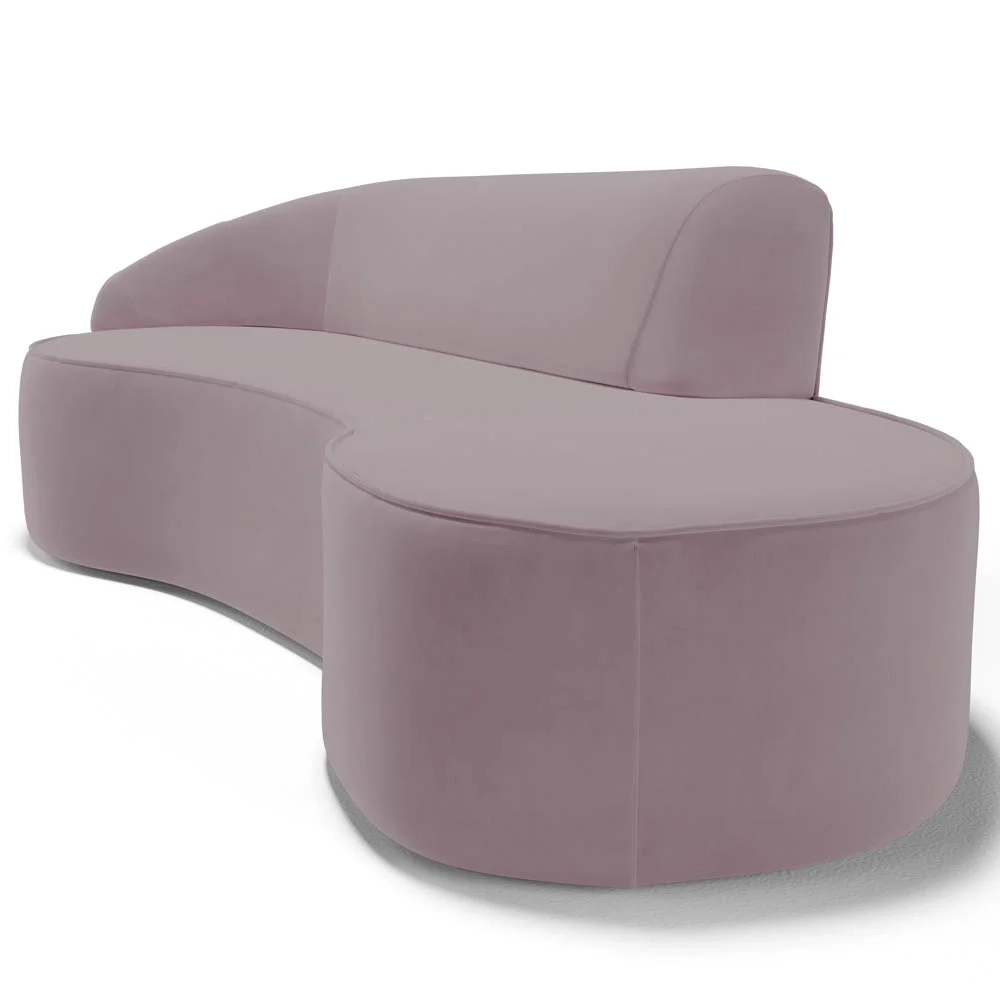 Sofá Living 4 Lugares 280cm Braço Esquerdo Mozart D06 Veludo Rosê - Mpozenato