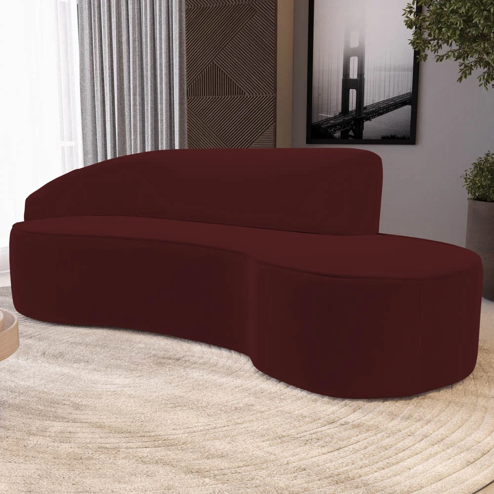Sofá Living 2 Lugares 180cm Braço Esquerdo Mozart D06 Veludo Vermelho - Mpozenato