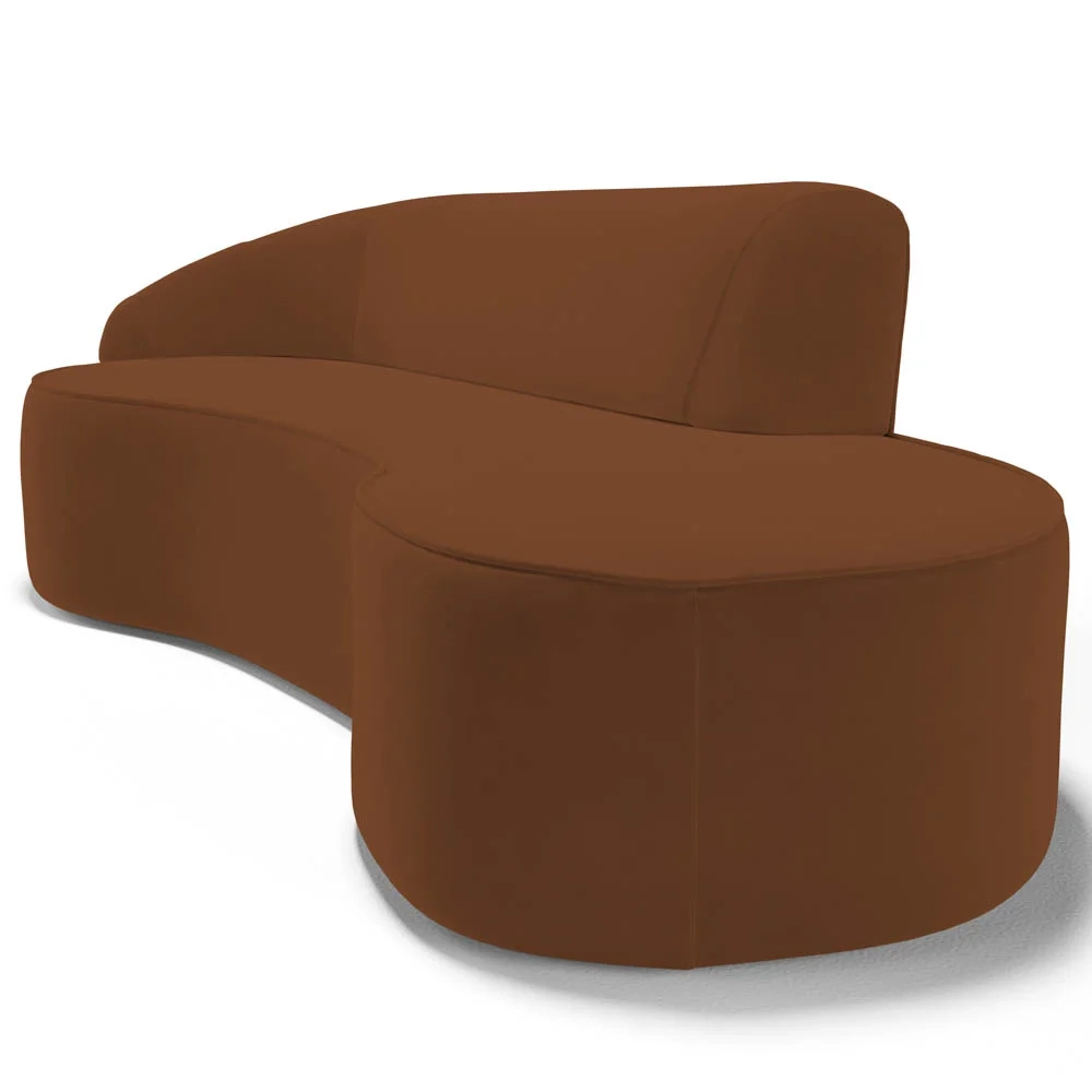 Sofá Living 3 Lugares 210cm Braço Esquerdo Mozart D06 Veludo Telha - Mpozenato