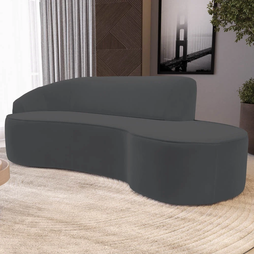 Sofá Living 3 Lugares 260cm Braço Esquerdo Mozart D06 Veludo Cinza - Mpozenato