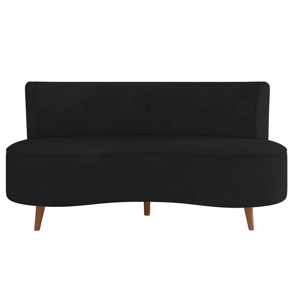 Sofá 2 Lugares para Sala Living 135cm Pés Palito Korah Z08 Veludo Preto - Mpozenato