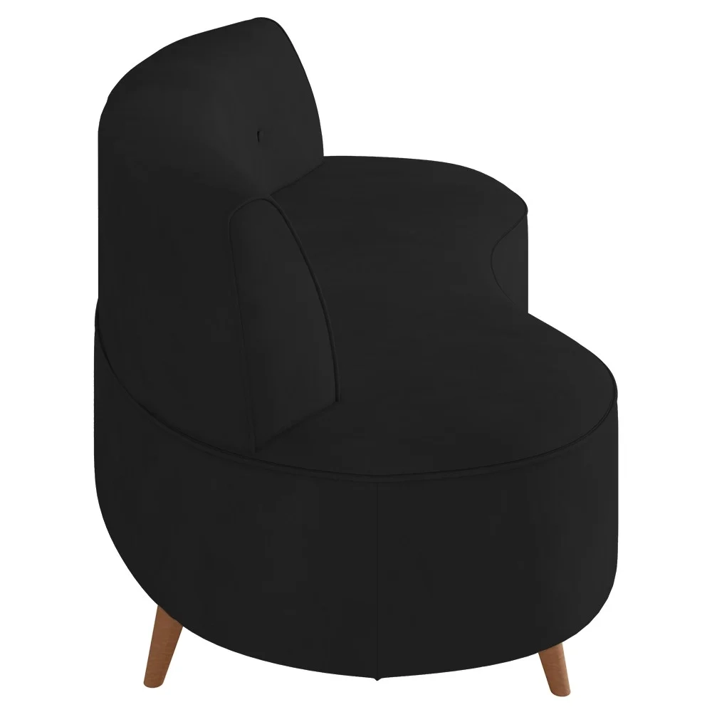 Sofá 2 Lugares para Sala Living 135cm Pés Palito Korah Z08 Veludo Preto - Mpozenato