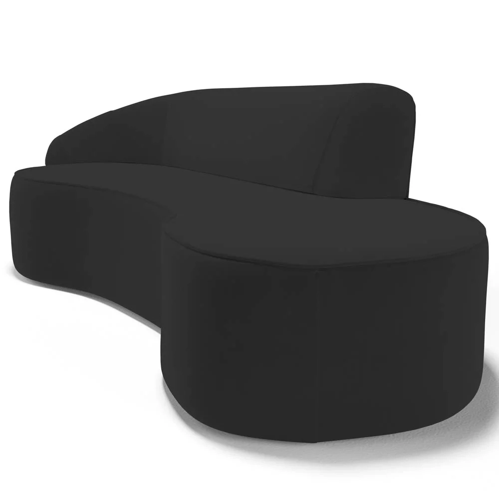 Sofá Living 4 Lugares 280cm Braço Esquerdo Mozart D06 Veludo Preto - Mpozenato