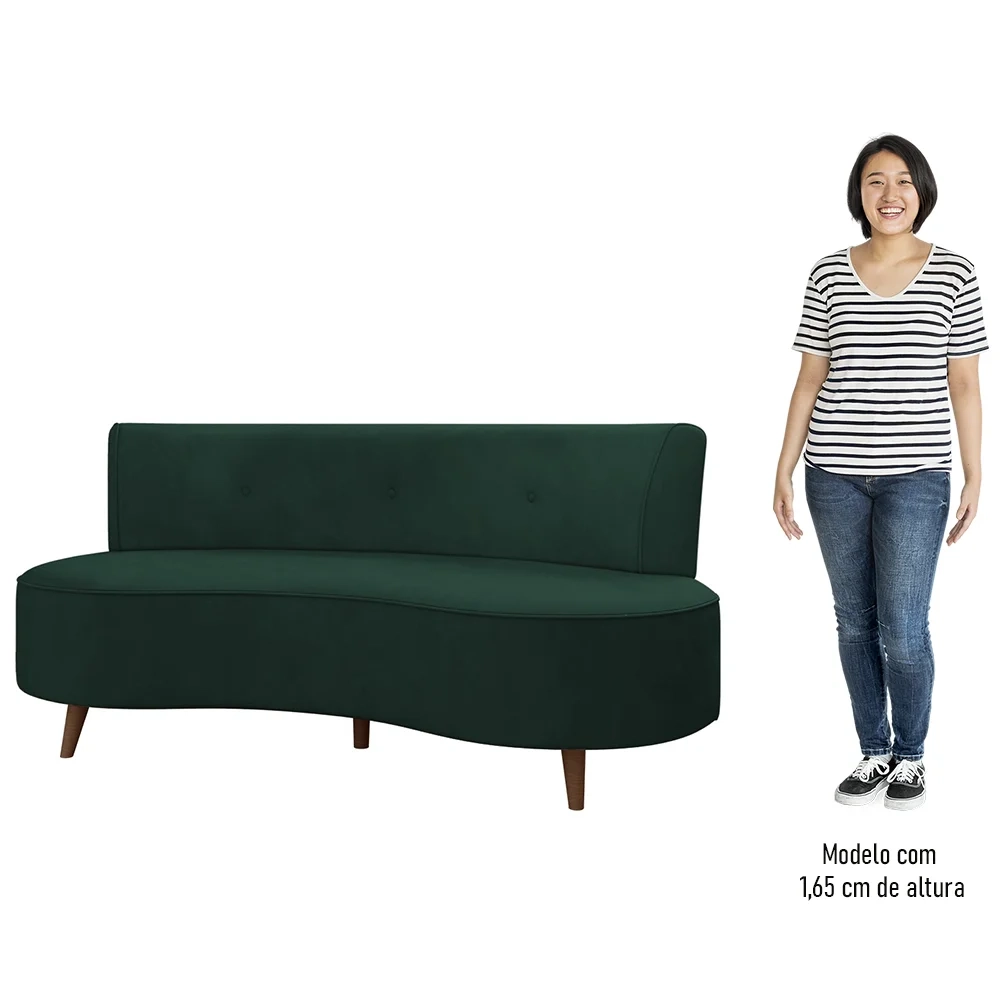Sofá 2 Lugares para Sala Living 135cm Pés Palito Korah Z08 Veludo Verde - Mpozenato