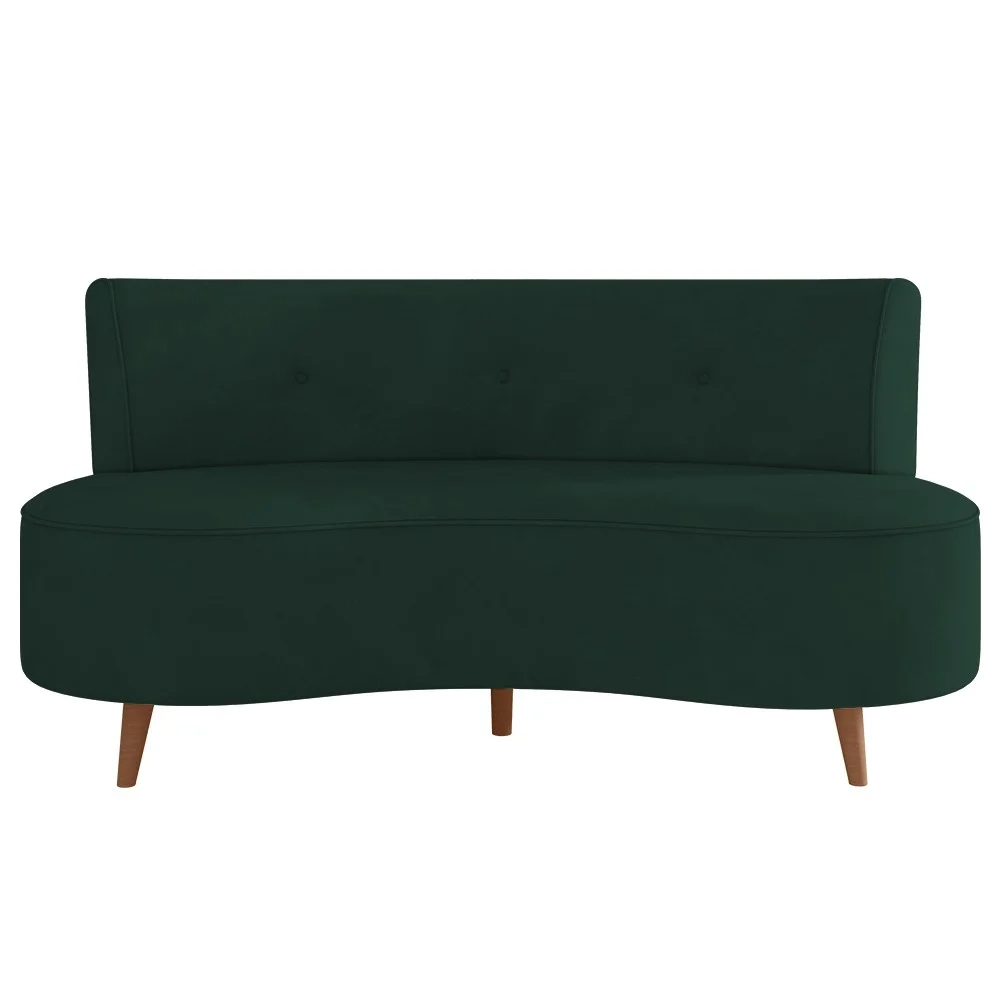 Sofá 2 Lugares para Sala Living 135cm Pés Palito Korah Z08 Veludo Verde - Mpozenato