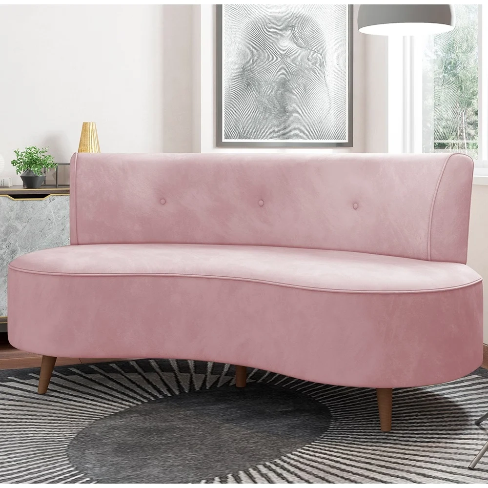 Sofá 2 Lugares para Sala Living 135cm Pés Palito Korah Z08 Veludo Rosê - Mpozenato