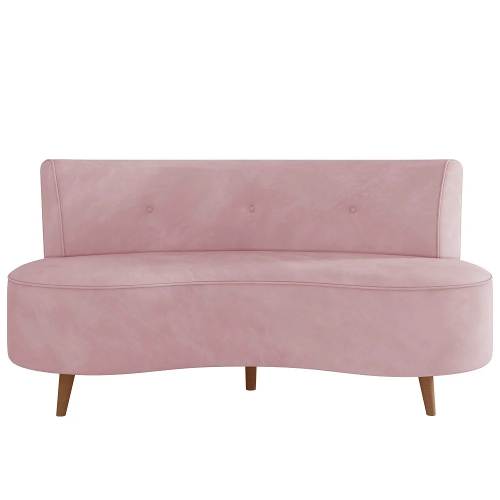 Sofá 2 Lugares para Sala Living 135cm Pés Palito Korah Z08 Veludo Rosê - Mpozenato